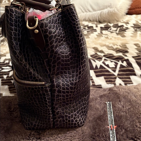 Dooney & Bourke Dark Brown Croc-Embossed Bag - Picture 5 of 12